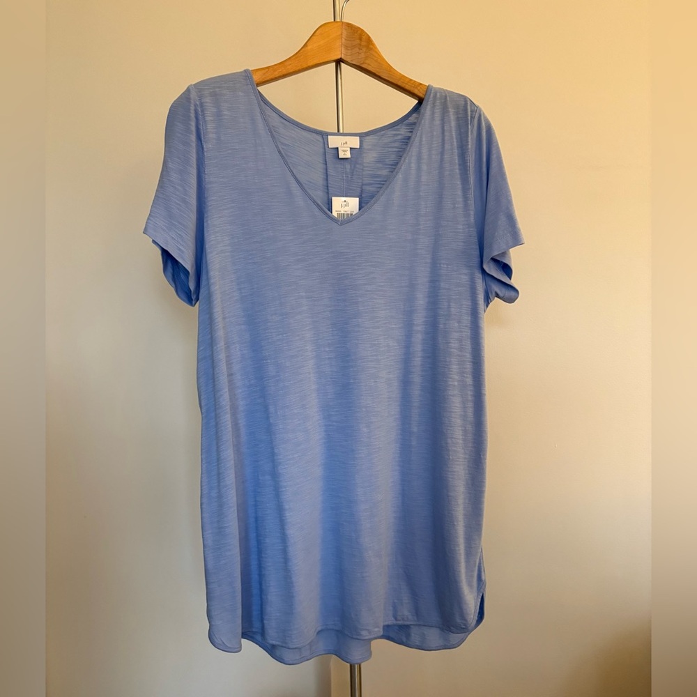 J Jill Cotton and Tencel Modal short sleeve shirt tail tunic Ocean Pond LT